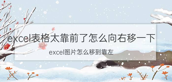 excel表格太靠前了怎么向右移一下 excel图片怎么移到靠左？